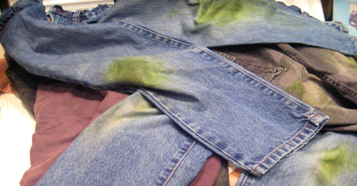 jeans with grass stains